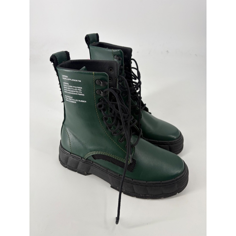 Viron 1992 Dark Green Appleskin Vegan Leather Combat Boots Size 37